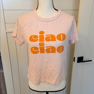 Chaser Pink T-Shirt with Orange 'Ciao' Print